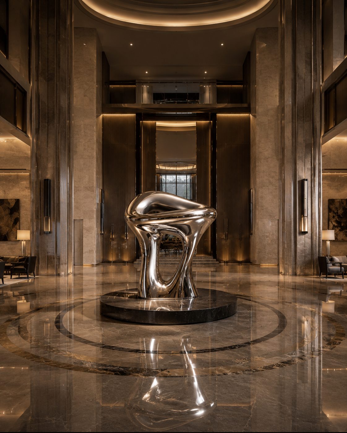 Mirror Steel Lobby Sculpture
