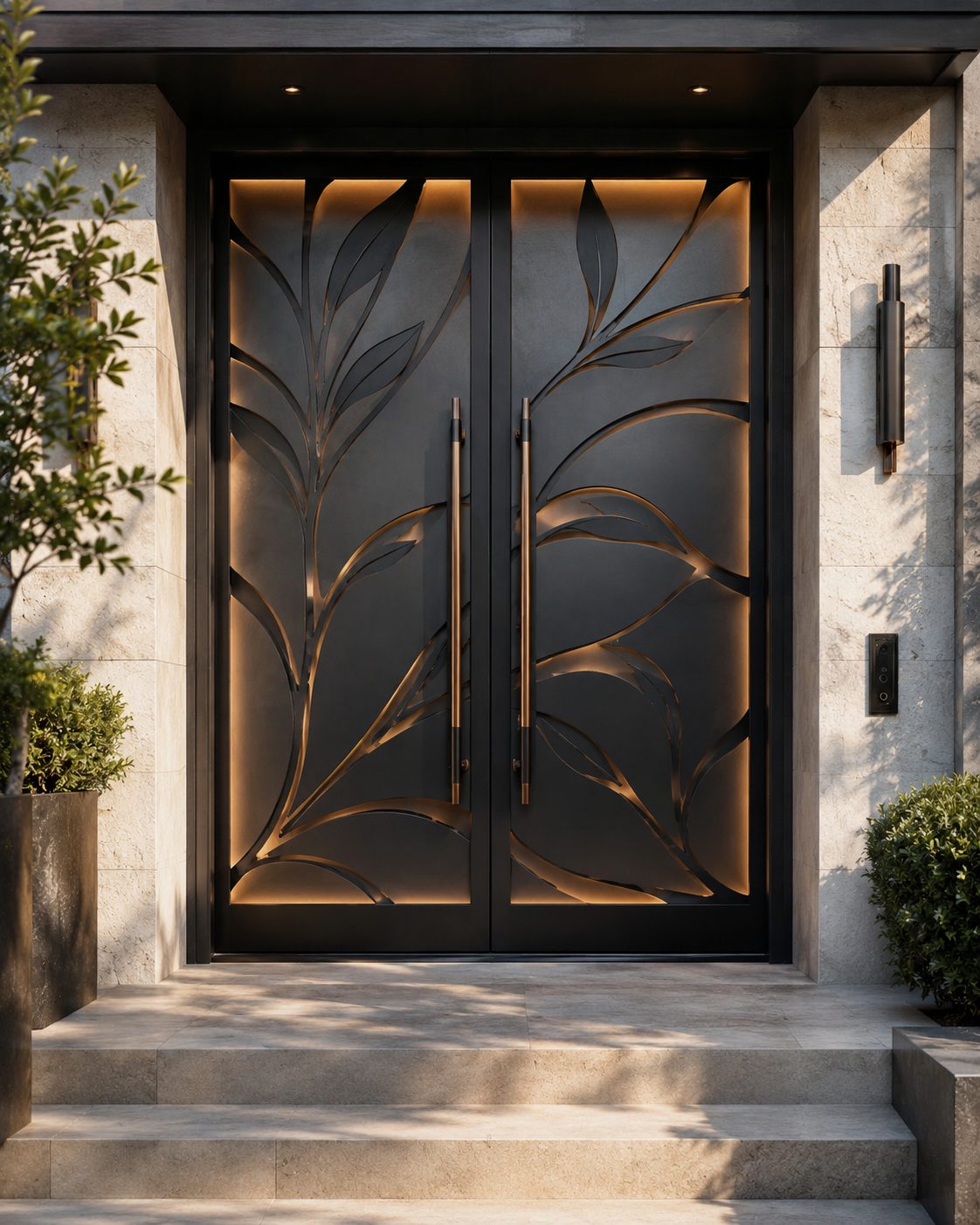 Leaf Pattern Entry Door