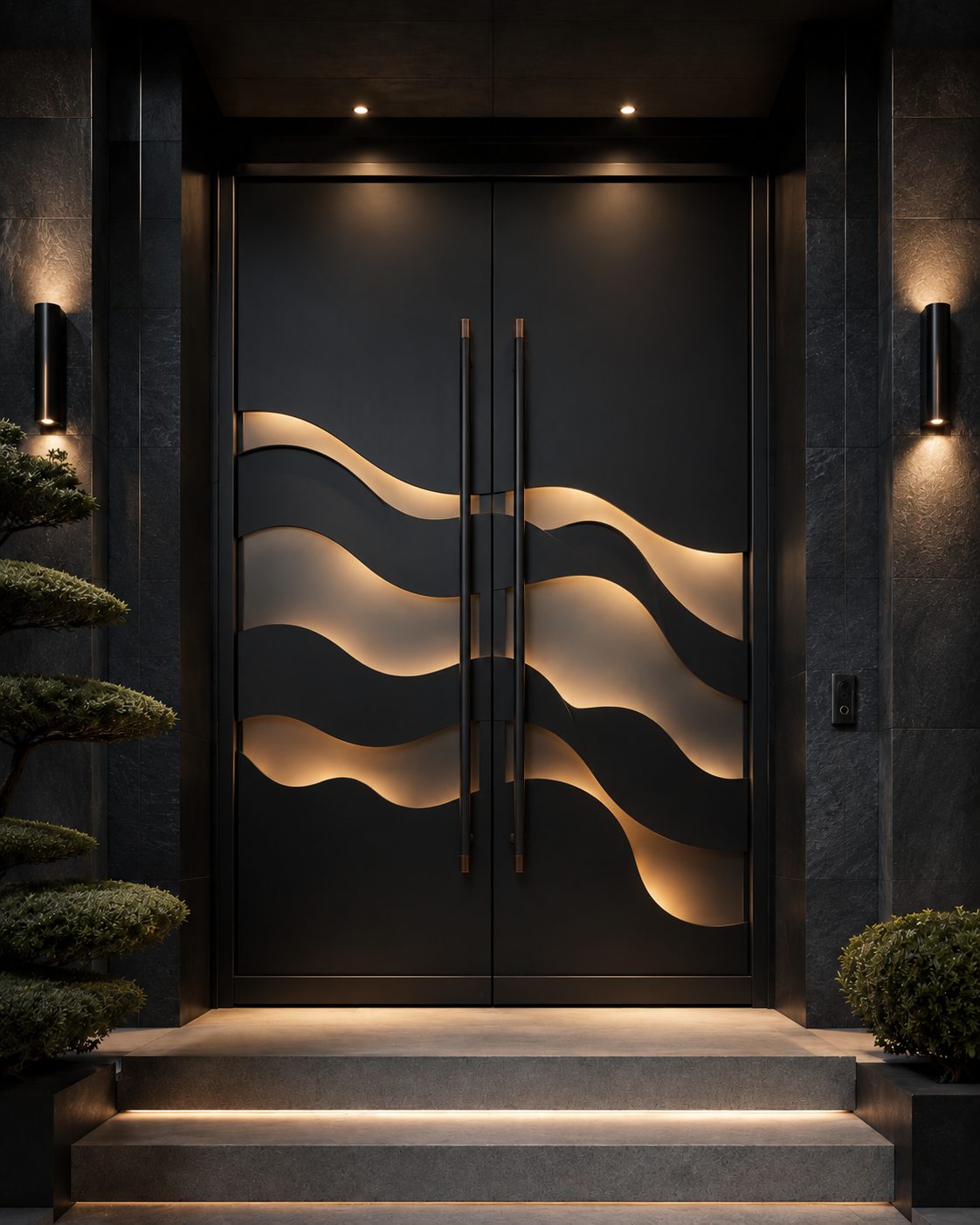 Wave Pattern Entry Door