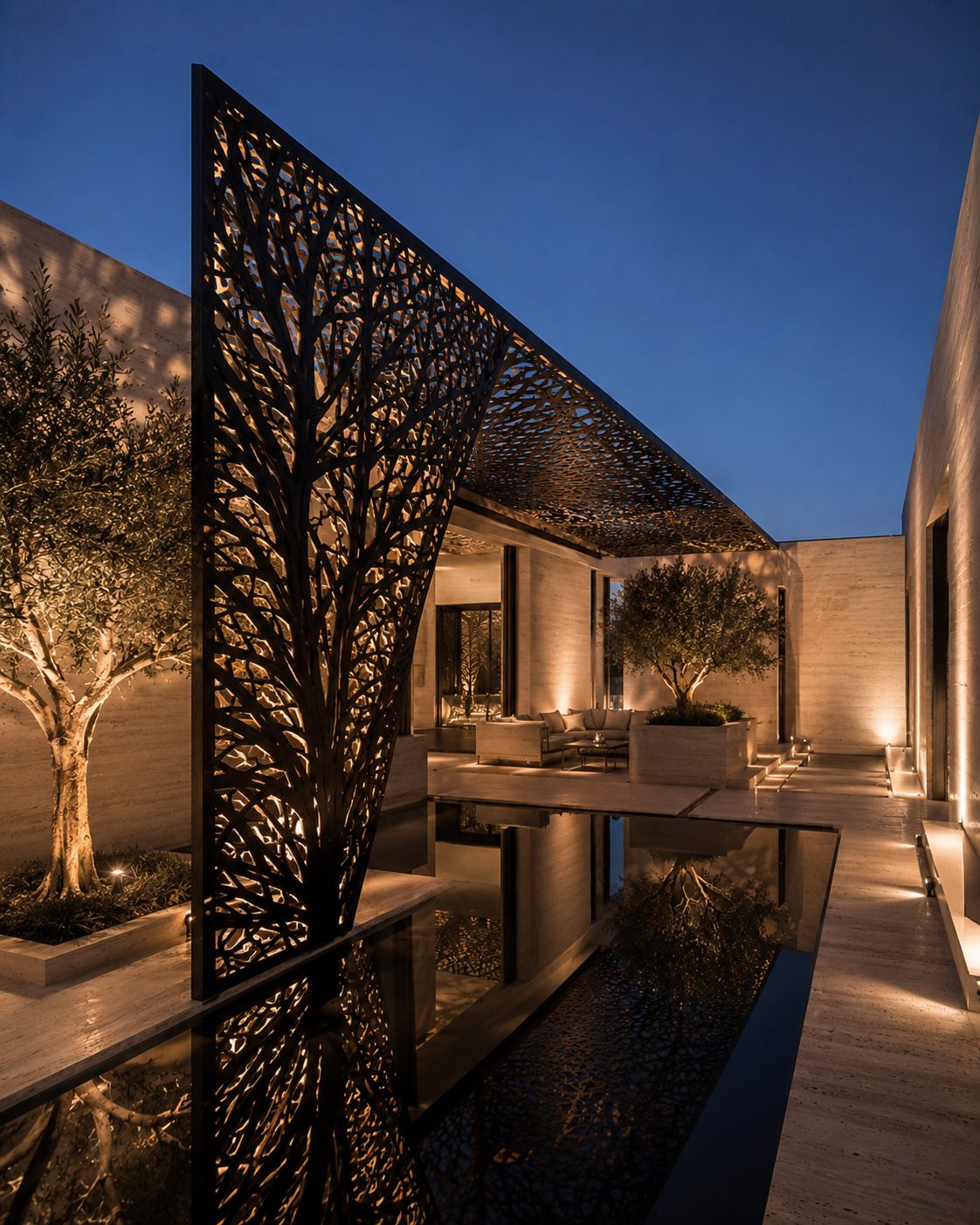Twin Tall Panels Facade