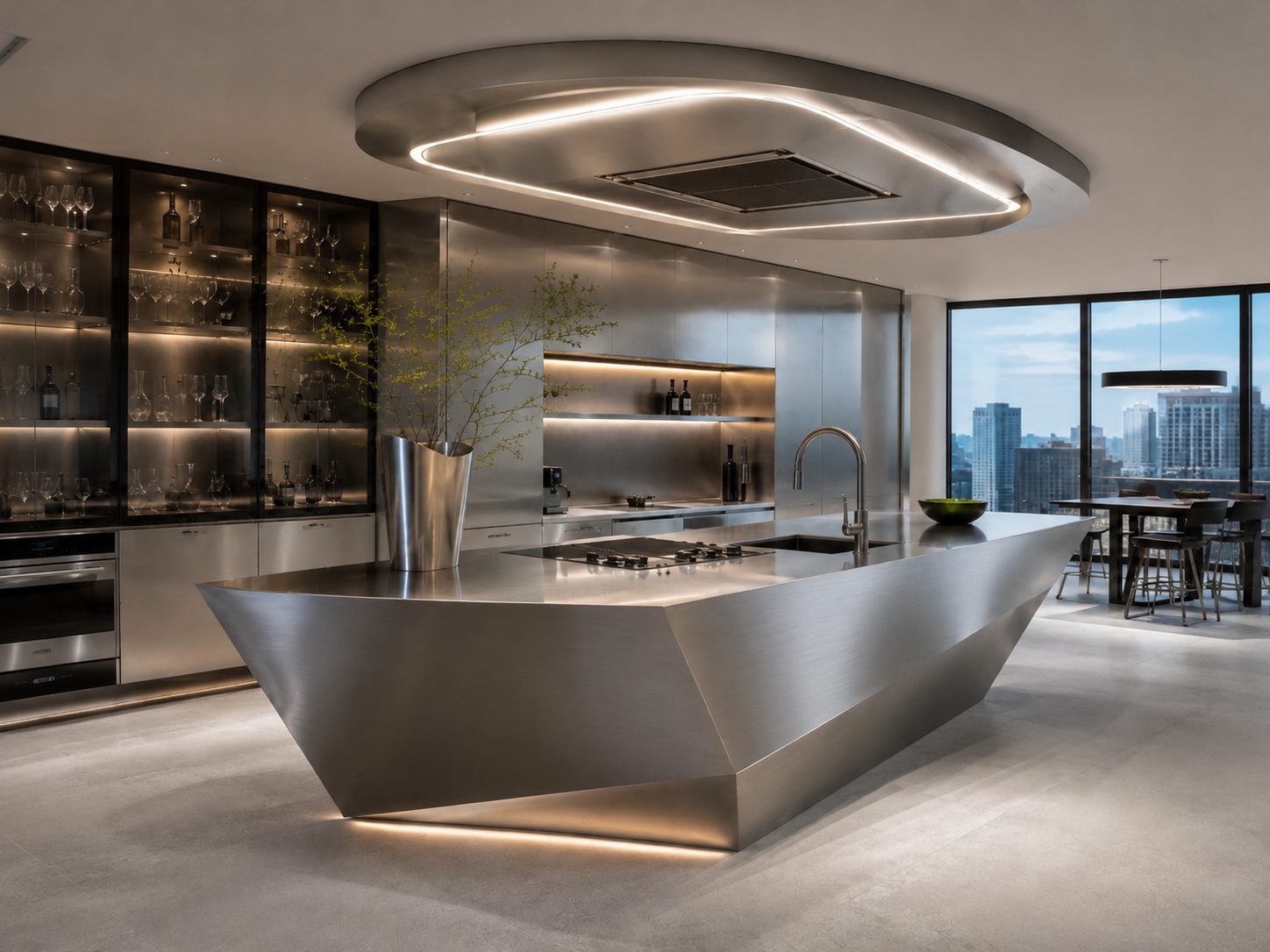 Faceted Steel Kitchen City View