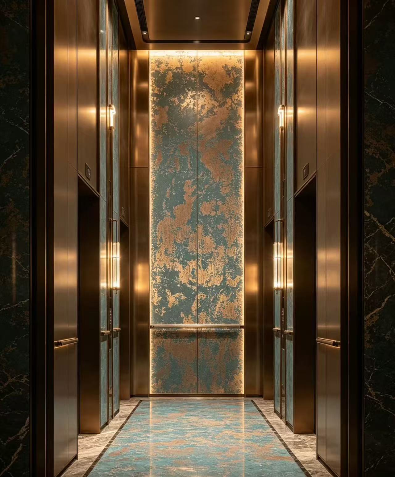 Elevator lobby patina