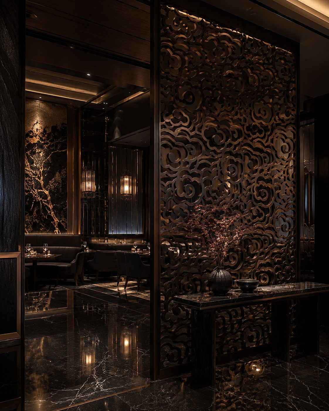 Cloud Pattern Restaurant Partition