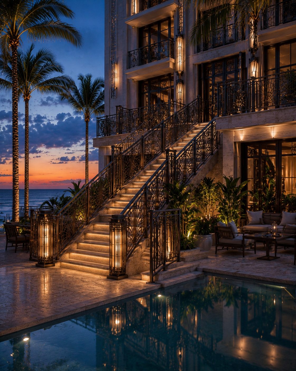 Art Deco Poolside Staircase