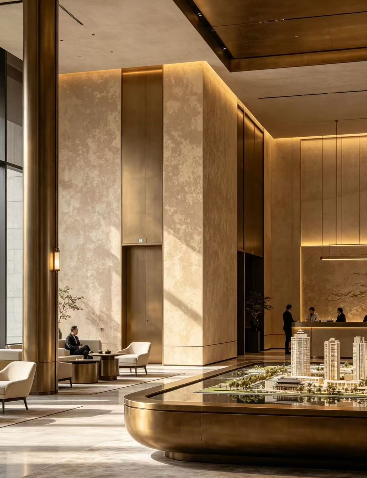 Scorched Gold Lobby Wall