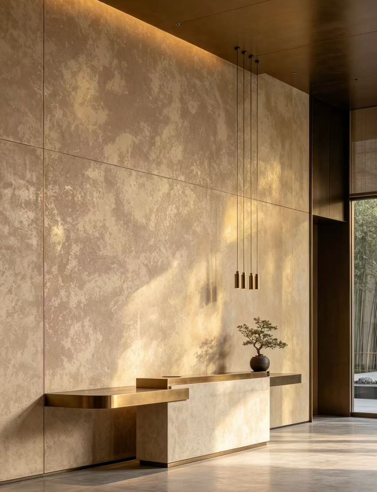 Scorched Gold Reception Wall